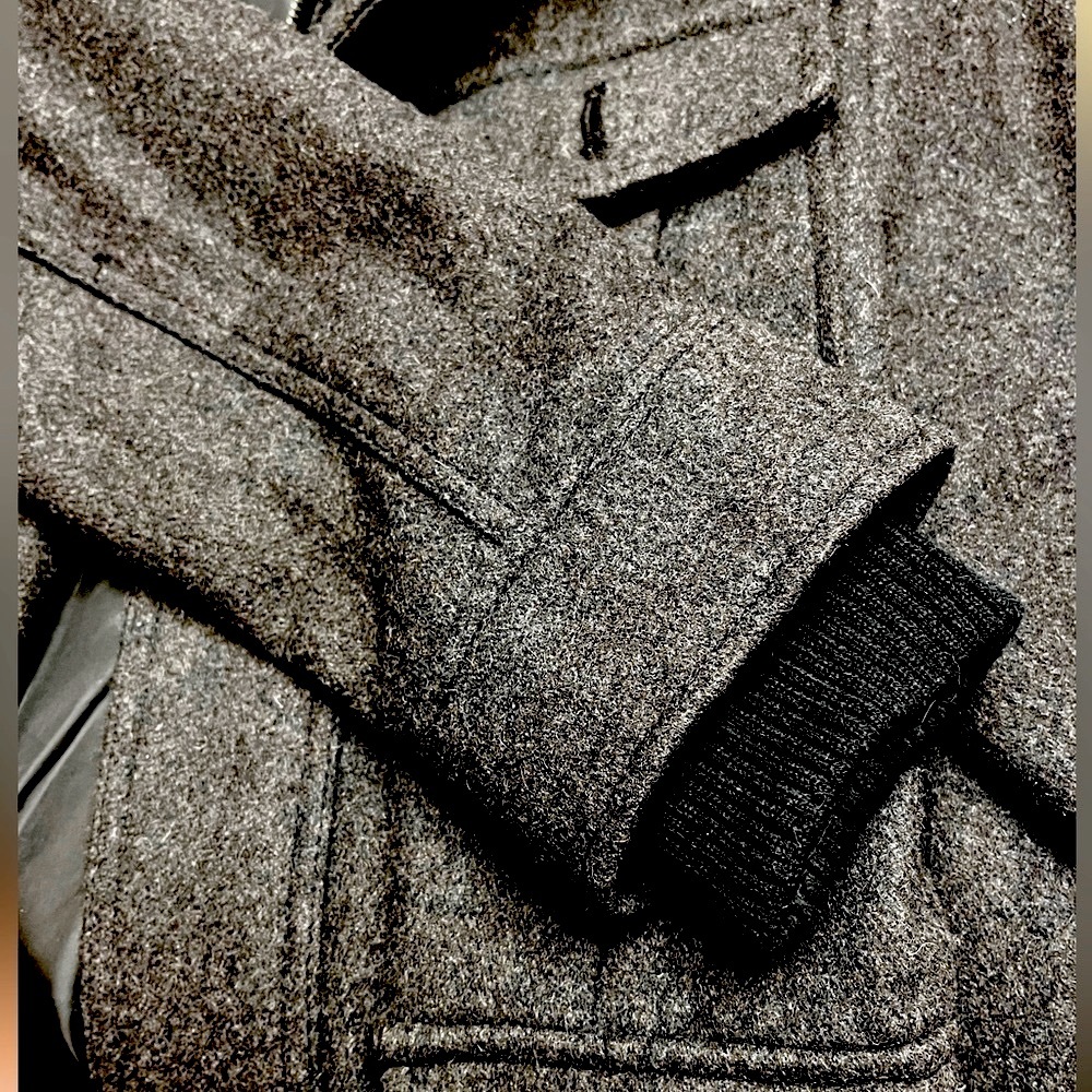 ๐ Merona Charcoal Black Wool Blend Full Zip & Button Up Winter Coat Jacket, Sz S - Picture 9 of 14